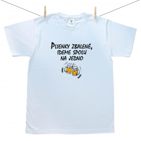 Pánske tričko s krátkym rukávom Plienky zbalené, ideme spolu na jedno