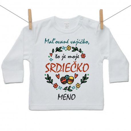 Tričko s dlhým rukávom Maľované vajíčko, to je moje srdiečko