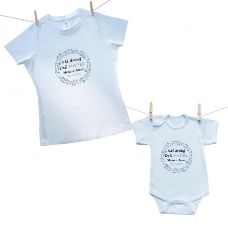 Rodinná sada (body s krátkym rukávom) Náš druhý Deň matiek s menom 2025