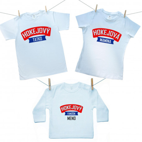 Rodinná sada (tričko s dlhým rukávom) Hokejová rodina s menom chlapca
