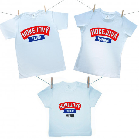 Rodinná sada (tričko s krátkym rukávom) Hokejová rodina s menom chlapca