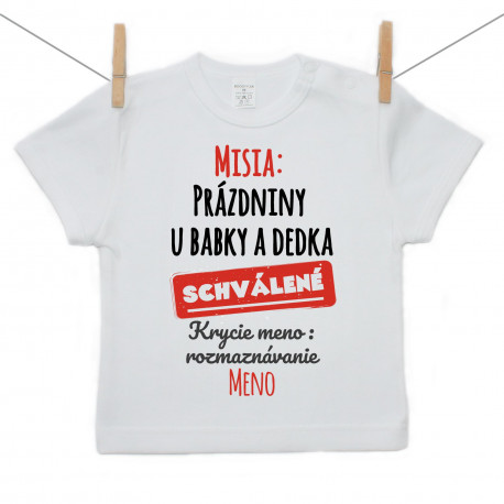 Tričko s krátkym rukávom Misia: Prázdniny u babky a dedka. Tričko s krátkym rukávom Misia: Prázdniny u babky a dedka.