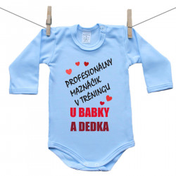 Modré body s dlhým rukávom Profesionálny maznáčik v tréningu u babky a dedka