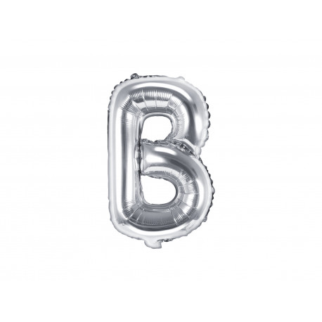 Fóliový balón písmeno B, 35cm, strieborný