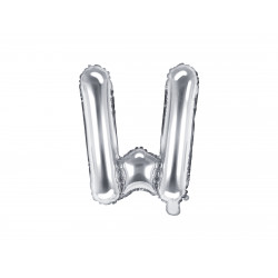 Fóliový balón Písmeno W, 35cm, strieborný