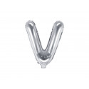 Fóliový balón písmeno V, 35cm, strieborný