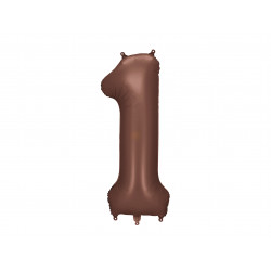Fóliový balón Číslo 1, 86cm, mocha