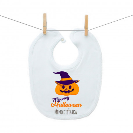 Podbradník na zapínanie Môj prvý Halloween tekvica