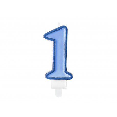 Narodeninová sviečka Číslo 1, modrá, 7 cm