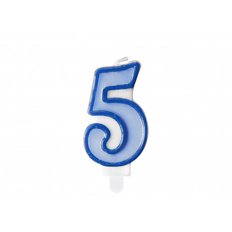 Narodeninová sviečka Číslo 5, modrá, 7cm
