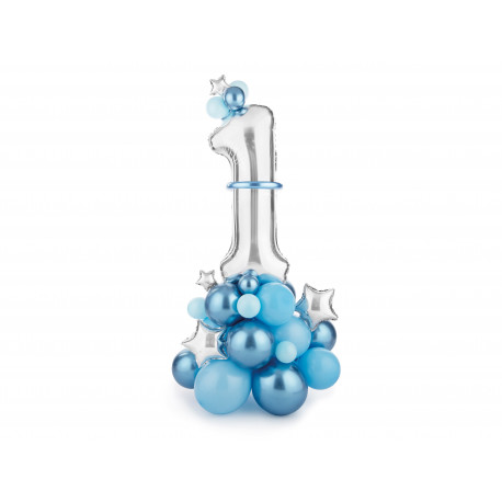 Balónová kytica Číslo 1, modrá, 90x140cm