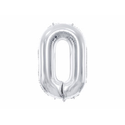 Fóliový balón Číslo 0, 86cm, strieborný