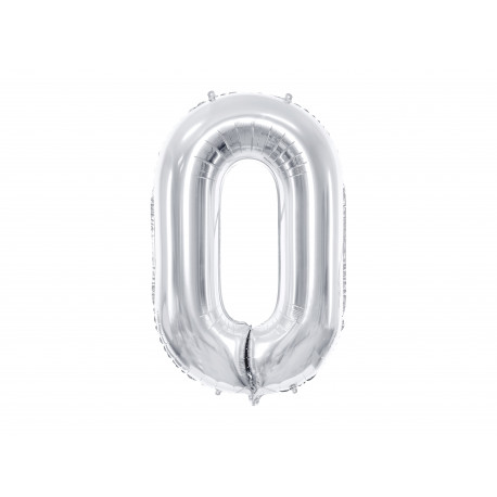 Fóliový balón Číslo 0, 86cm, strieborný