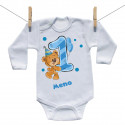 Body s dlhým rukávom Mám 1 rok s medvedíkom pre chlapca