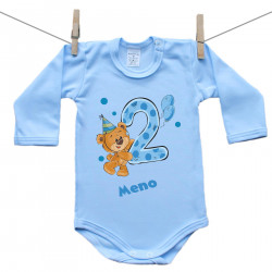 Modré body s dlhým rukávom Mám 2 roky s medvedíkom pre chlapca