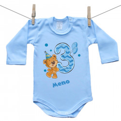 Modré body s dlhým rukávom Mám 3 roky s medvedíkom pre chlapca