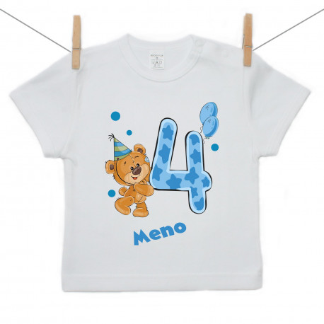Tričko s krátkym rukávom Mám 4 roky s medvedíkom pre chlapca