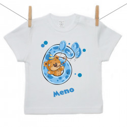 Tričko s krátkym rukávom Mám 6 rokov s medvedíkom pre chlapca