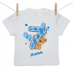 Tričko s krátkym rukávom Mám 7 rokov s medvedíkom pre chlapca