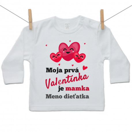 Tričko s dlhým rukávom Moja prvá Valentínka je mamka