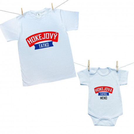 Rodinná sada (body s krátkym rukávom) Hokejový tatko a malá fanynka