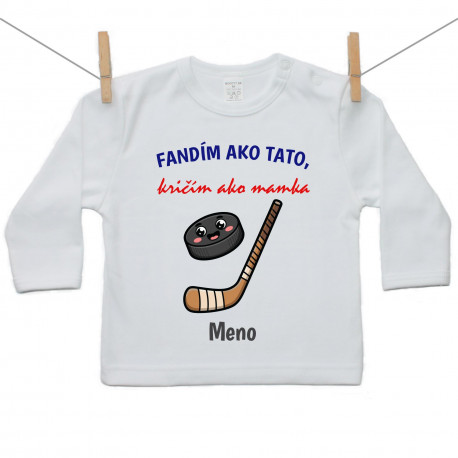 Tričko s dlhým rukávom Fandím ako tato, kričím ako mamka