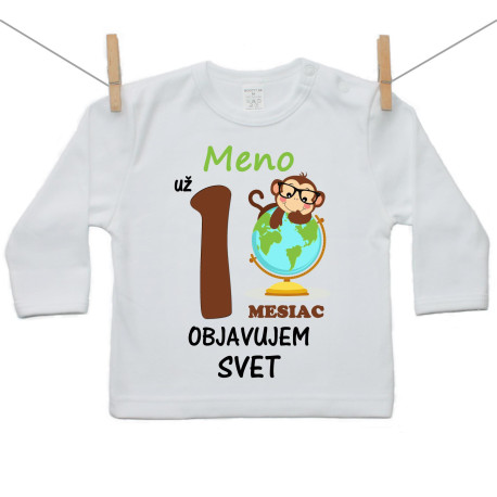 Tričko s dlhým rukávom Už 1 mesiac objavujem svet