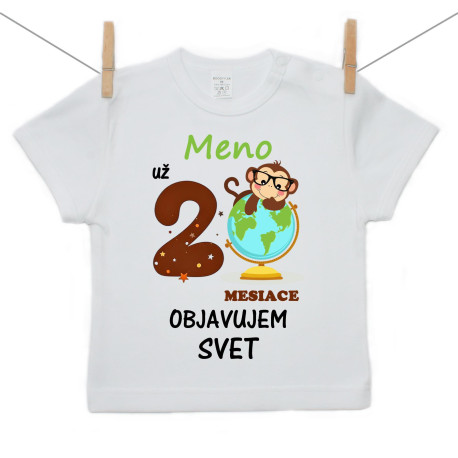 Tričko s krátkym rukávom Už 2 mesiace objavujem svet Tričko s krátkym rukávom Už 2 mesiace objavujem svet