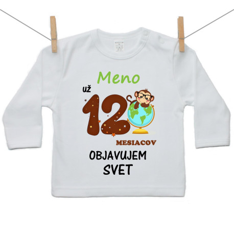 Tričko s dlhým rukávom Už 12 mesiacov objavujem svet