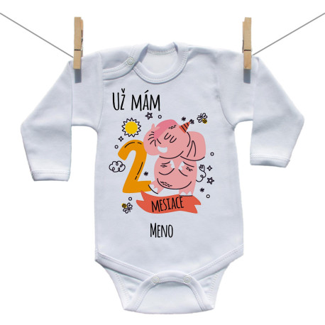 Body s dlhým rukávom Už mám 2 mesiace so zvieratkom Body s dlhým rukávom Už mám 2 mesiace so zvieratkom