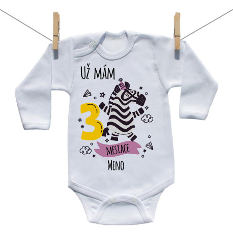 Body s dlhým rukávom Už mám 3 mesiace so zvieratkom Body s dlhým rukávom Už mám 3 mesiace so zvieratkom