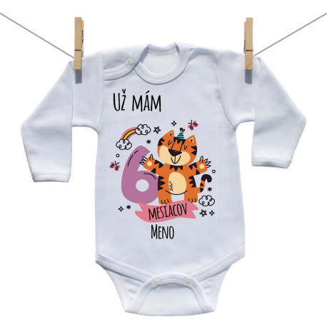 Body s dlhým rukávom Už mám 6 mesiacov so zvieratkom Body s dlhým rukávom Už mám 6 mesiacov so zvieratkom