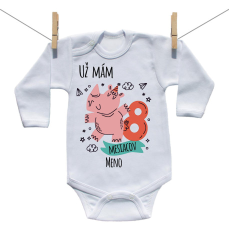 Body s dlhým rukávom Už mám 8 mesiacov so zvieratkom Body s dlhým rukávom Už mám 8 mesiacov so zvieratkom