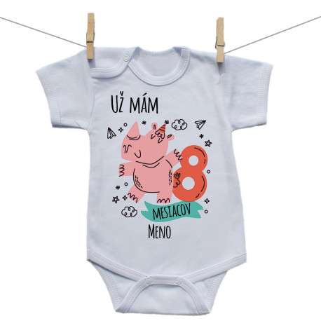 Body s krátkym rukávom Už mám 8 mesiacov so zvieratkom Body s krátkym rukávom Už mám 8 mesiacov so zvieratkom