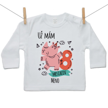 Tričko s dlhým rukávom Už mám 8 mesiacov so zvieratkom Tričko s dlhým rukávom Už mám 8 mesiacov so zvieratkom