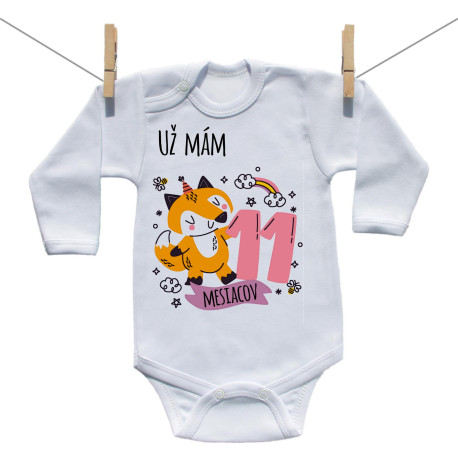 Body s dlhým rukávom Už mám 11 mesiacov so zvieratkom Body s dlhým rukávom Už mám 11 mesiacov so zvieratkom