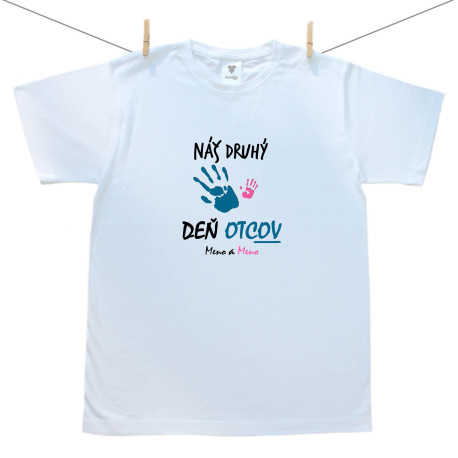 Pánske tričko s krátkym rukávom Náš druhý deň otcov s menom (dievča)