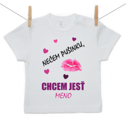 Tričko s krátkym rukávom Nečem pusinku, chcem jesť