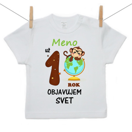 Tričko s krátkym rukávom Už 1 rok objavujem svet Tričko s krátkym rukávom Už 1 rok objavujem svet