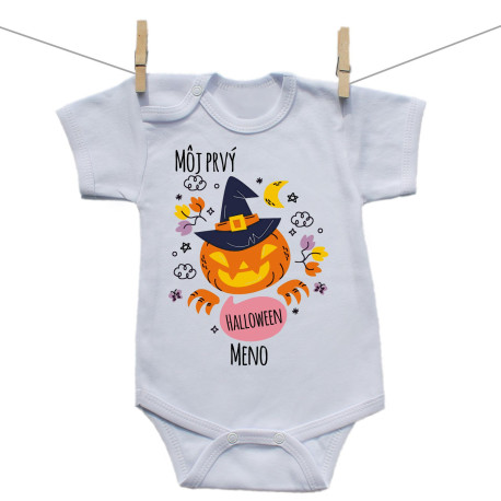 Body s krátkym rukávom Môj prvý Halloween tekvica Body s krátkym rukávom Môj prvý Halloween míľnik