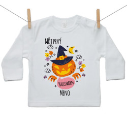 Tričko s dlhým rukávom Môj prvý Halloween míľnik