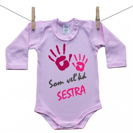 Ružové Body s dlhým rukávom Som veľká sestra