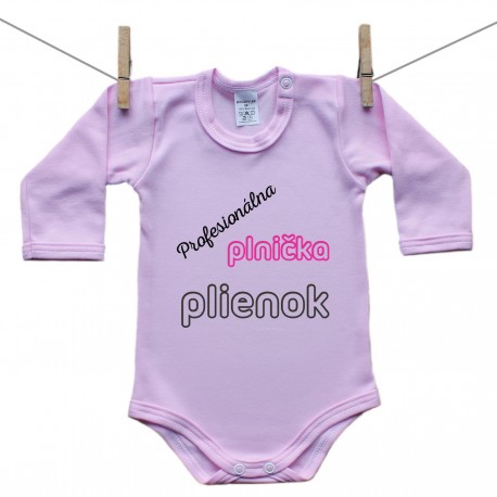 Ružové Body s dlhým rukávom Profesionálna plnička plienok