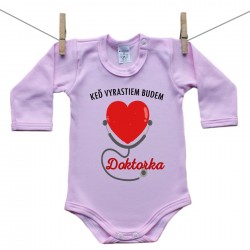 Ružové Body s dlhým rukávom Keď vyrastiem budem doktorka