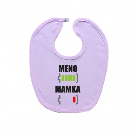 Ružový podbradník na zapínanie Batéria nabitá/vybitá mamka s menom Ružový podbradník na zapínanie Batéria nabitá/vybitá mamka s menom