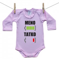 Ružové Body s dlhým rukávom Batéria nabitá/vybitá tatko s menom 