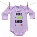 Ružové Body s dlhým rukávom Batéria nabitá/vybitá tatko s menom 