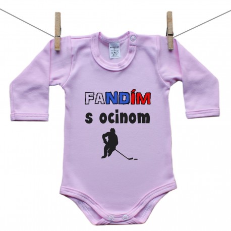 Ružové Body s dlhým rukávom Fandím s ocinom