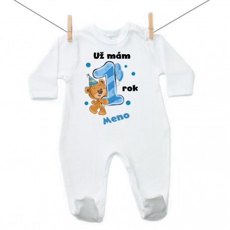 Overal Už mám 1 rok s Medvedíkom a menom dieťatka Chlapec