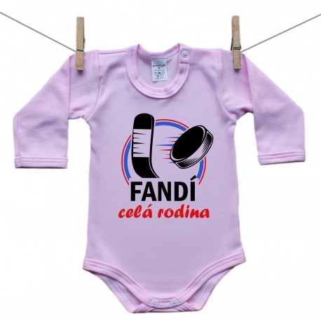 Ružové Body s dlhým rukávom Fandí celá rodina